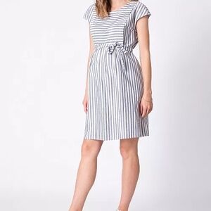 Seraphine Striped Tie-Waist Maternity Nursing Dress